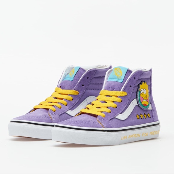 Vans The Simpsons Lisa for President Lisa 4 Prez Sk8 Hi Top Sneakers Kids Size 2 - Picture 1 of 13
